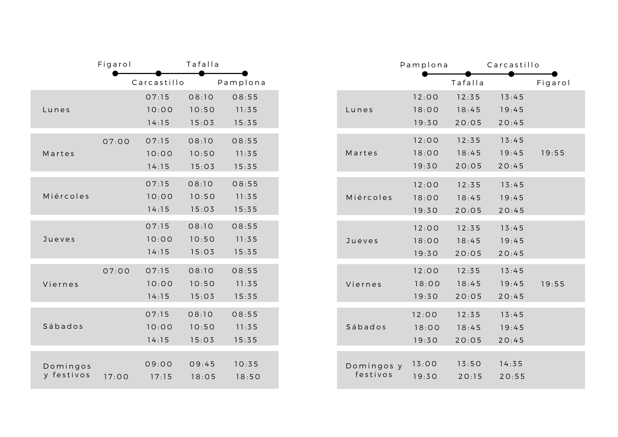 HORARIOS DE AUTOBÚS (1) - Ayuntamiento Carcastillo